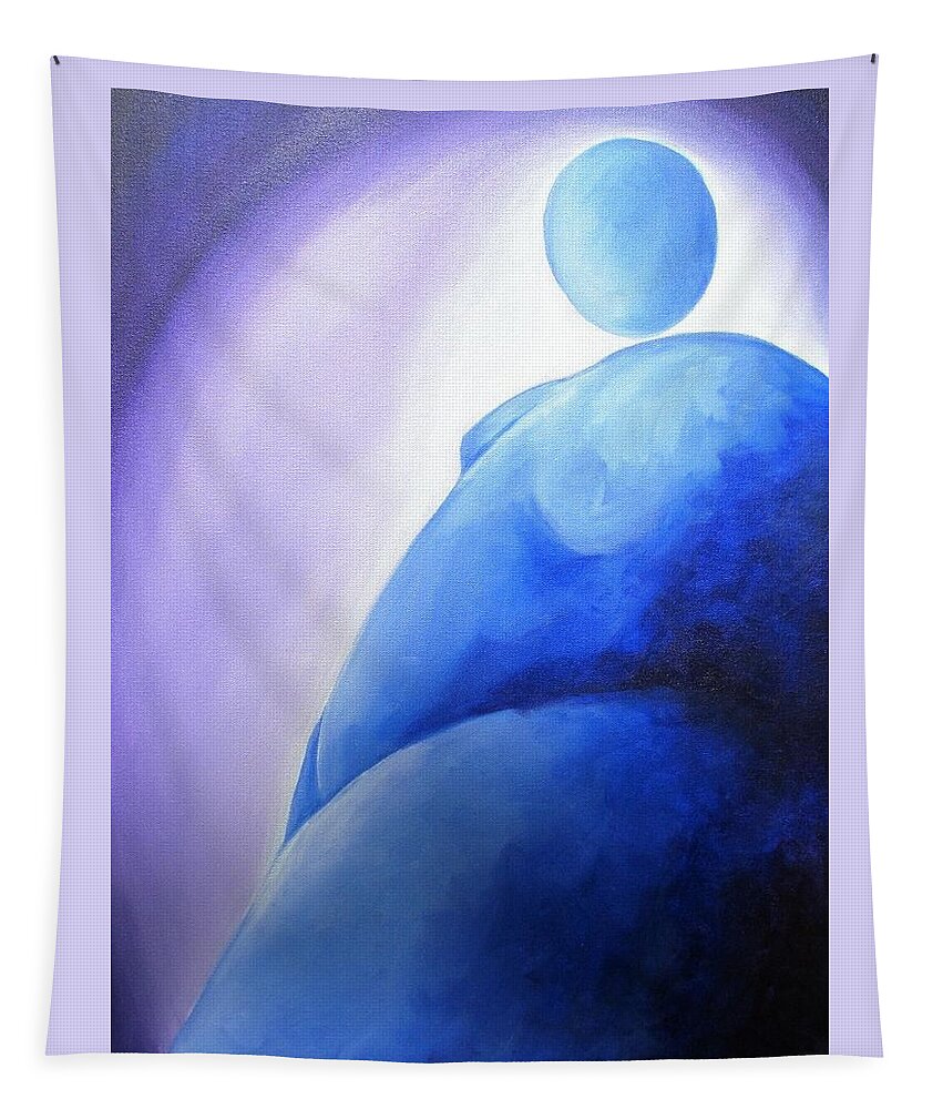Blue Tapestry featuring the painting Quiet by Jennifer Hannigan-Green