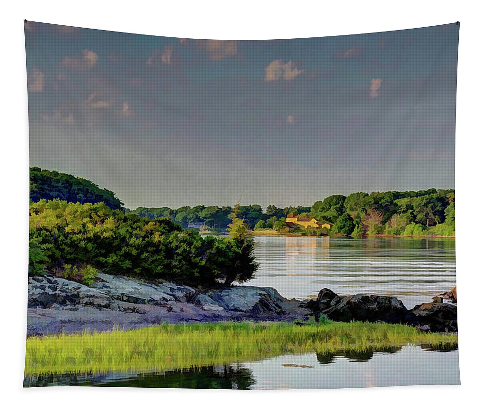 New England Tapestry featuring the photograph Quiet Waters in New Castle by David Thompsen