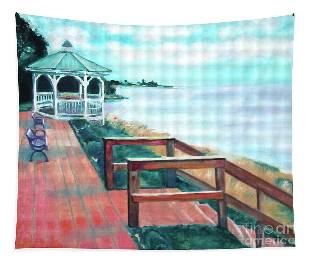 Art Tapestry featuring the painting Quiet Waters Park by Karen Francis