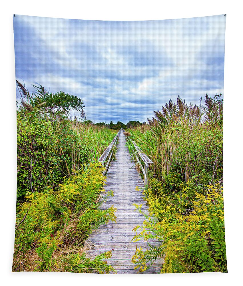 Quogue Tapestry featuring the photograph Quogue Goldenrod Walkway by Robert Seifert