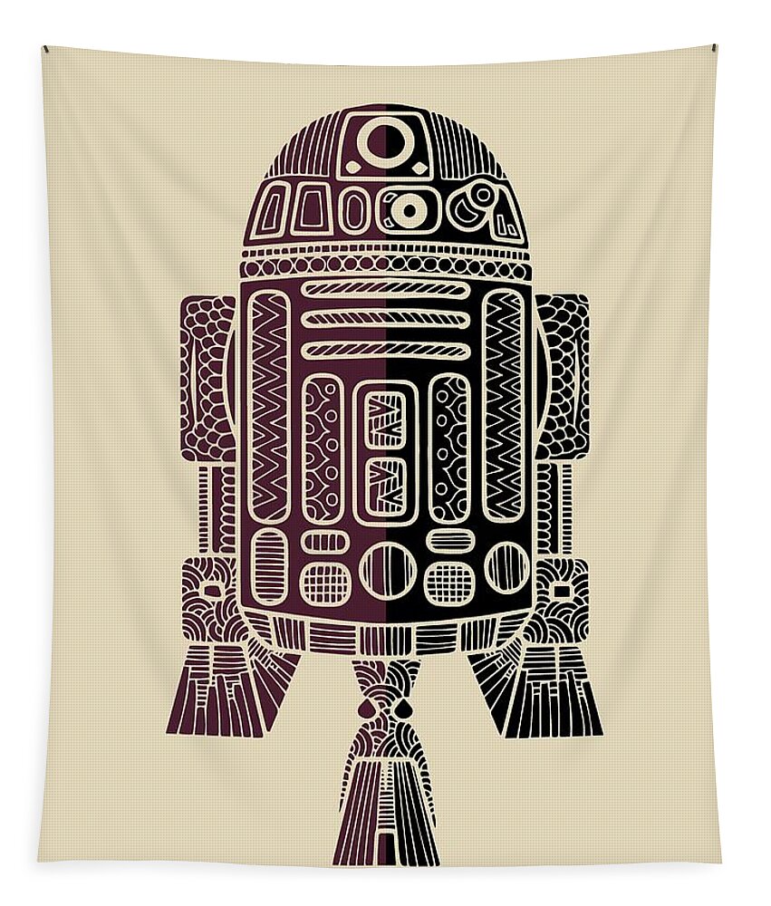 R2d2 Tapestry featuring the mixed media R2D2 - Star Wars Art - Purple by Studio Grafiikka