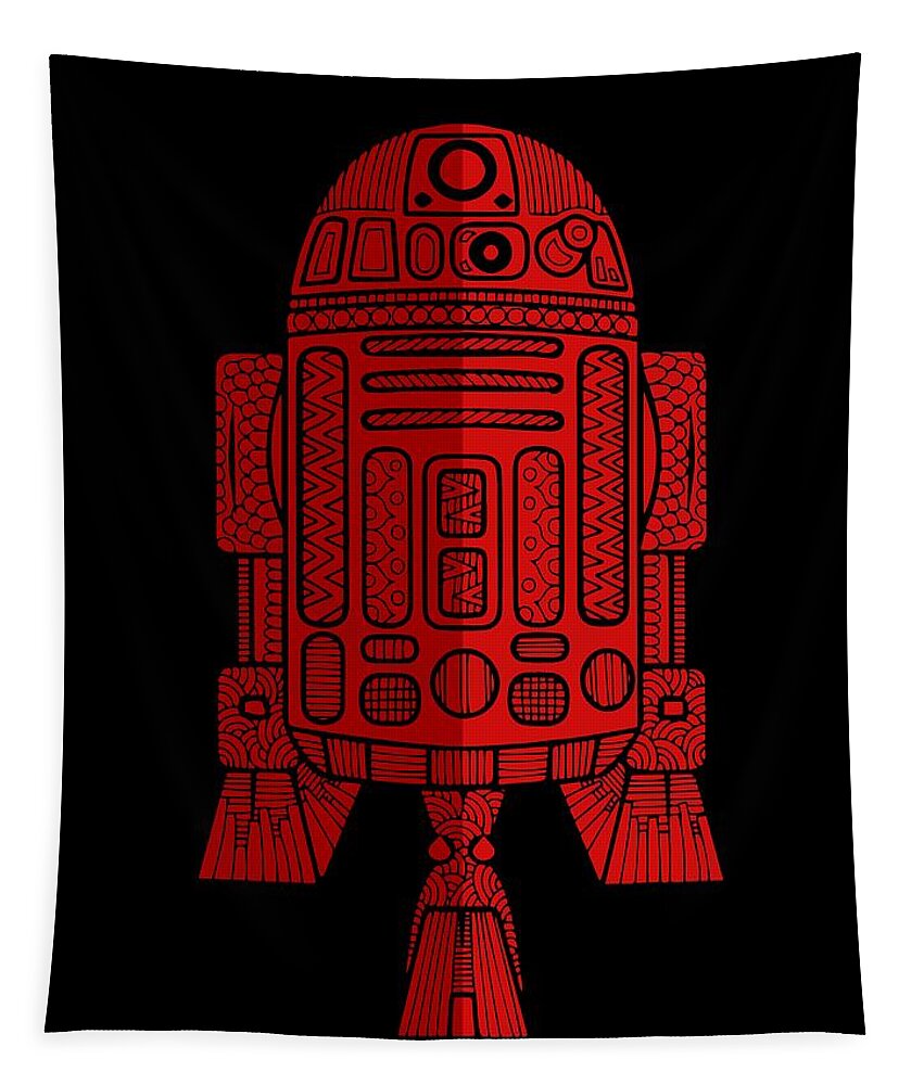 R2d2 Tapestry featuring the mixed media R2D2 - Star Wars Art - Red 2 by Studio Grafiikka