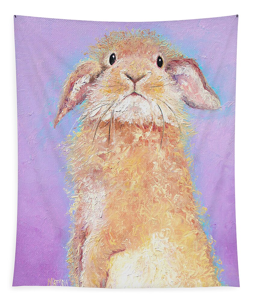 Bunny Tapestry featuring the painting Rabbit Painting - Babu by Jan Matson