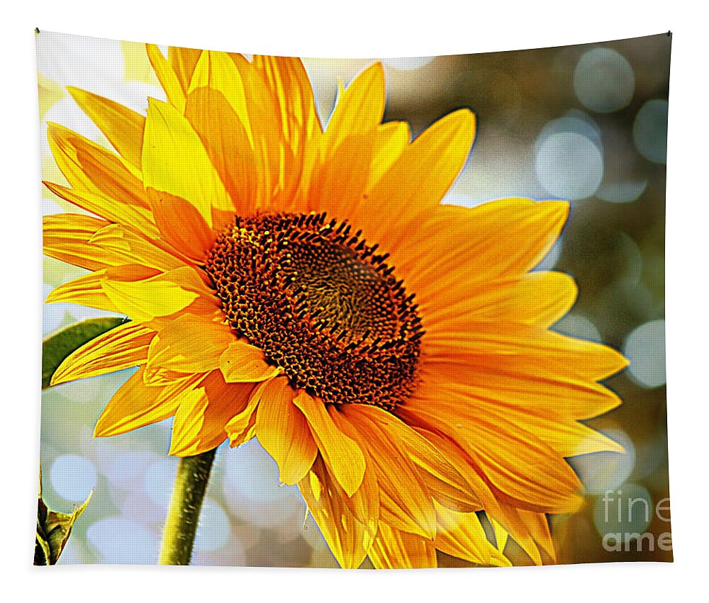 Bright Tapestry featuring the photograph Radiant Yellow Sunflower by Judy Palkimas