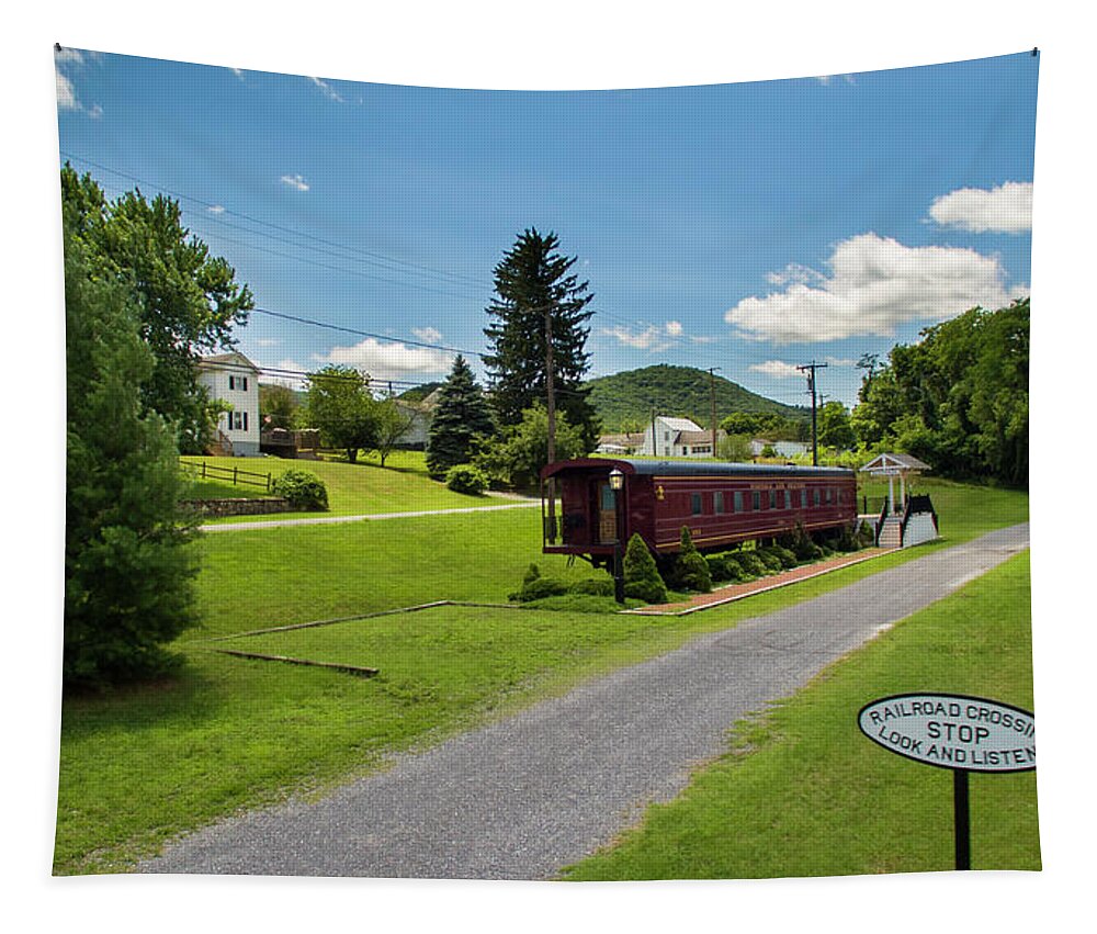 Buchanan Tapestry featuring the photograph Rail Car Inn Virginia by Star City SkyCams