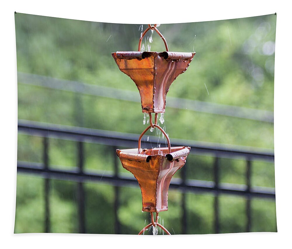 Rain Chains Tapestry featuring the photograph Rain Chains by D K Wall
