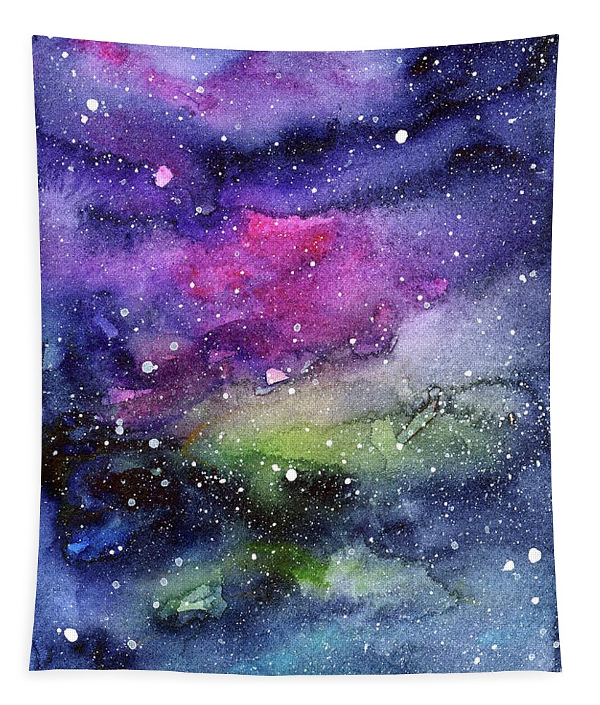 Nebula Tapestry featuring the painting Rainbow Galaxy Watercolor by Olga Shvartsur
