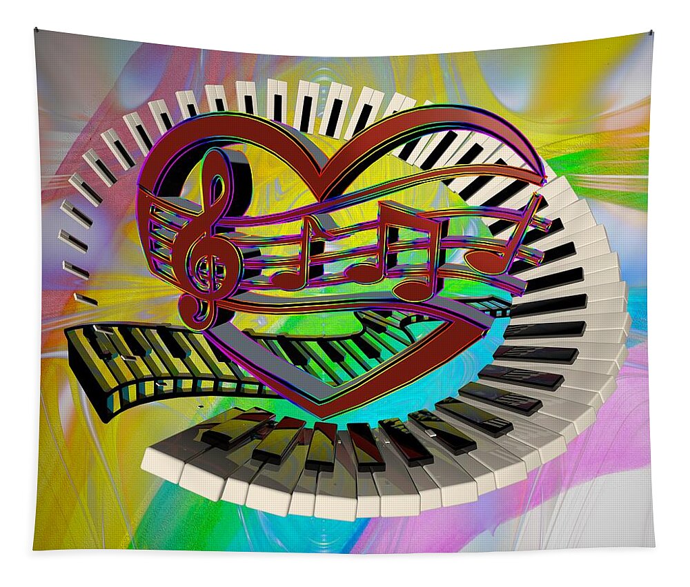 Rainbow Love Of Music # Music #rainbow Heart # Heart#valentine's Day # Tapestry featuring the photograph Rainbow Love of Music by Louis Ferreira