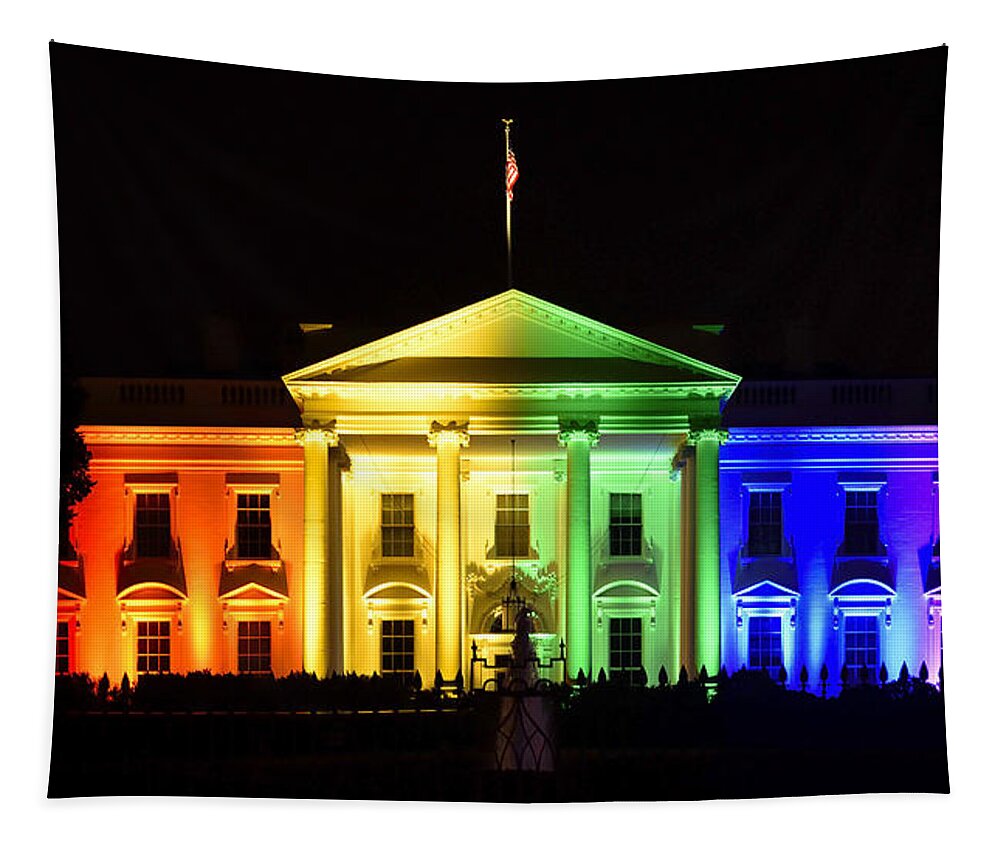 Gay Tapestry featuring the photograph Rainbow White House - Washington DC by Brendan Reals