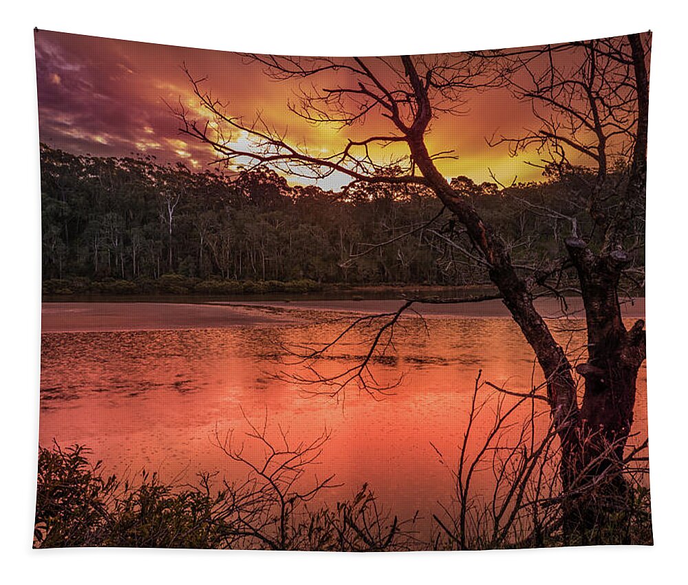 Sunset Tapestry featuring the photograph Raindrops on Nullica by Racheal Christian