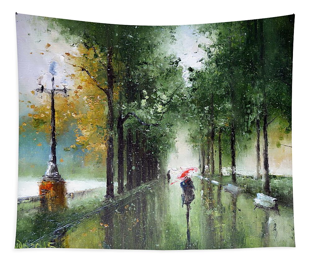 Russian Artists New Wave Tapestry featuring the painting Rainy Autumn by Igor Medvedev