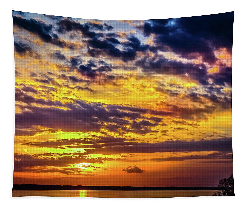 Sunset Tapestry featuring the photograph Rainy Day Sunset - 4 by Barry Jones