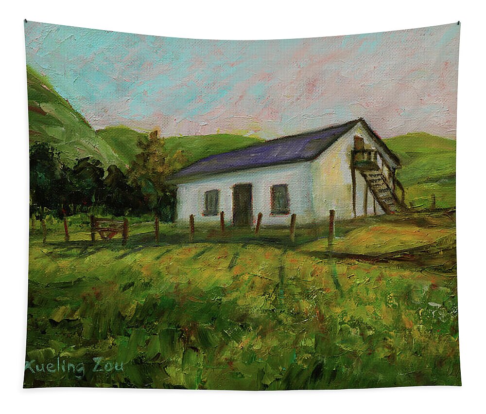 Rancho Higuera Historical Park Tapestry featuring the painting Rancho Higuera Historical Park Fremont California Landscape 15 by Xueling Zou