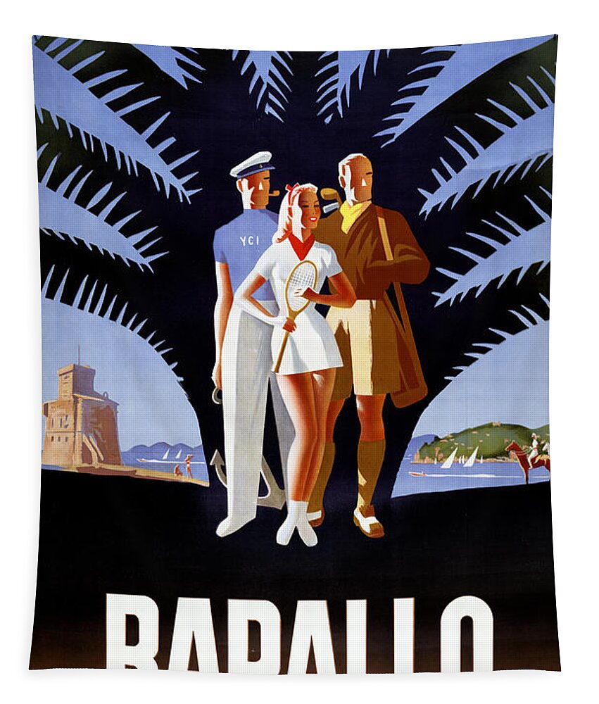 Travel Tapestry featuring the painting Rapallo Italy Vintage Travel Poster by Vintage Treasure