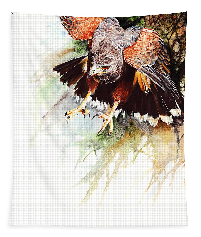 Bird Tapestry featuring the painting Raptor by Peter Williams