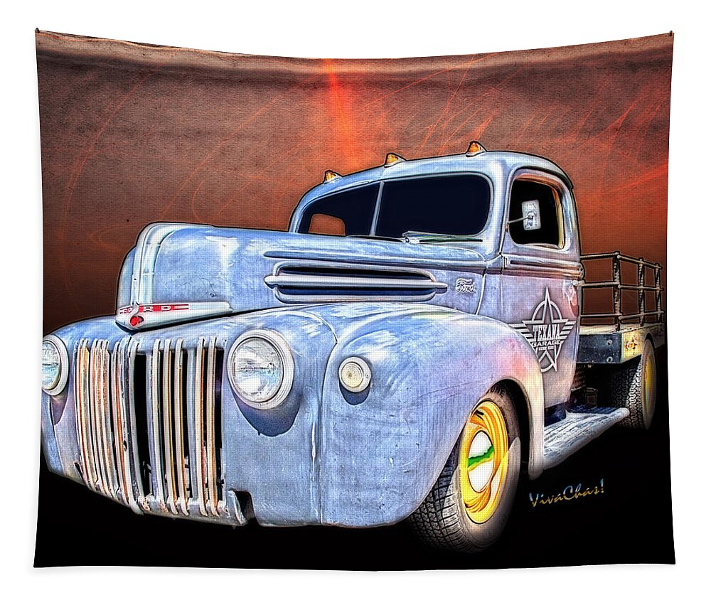 Rat Rod Tapestry featuring the digital art Rat Rod Flatbed Truck Texana by Chas Sinklier