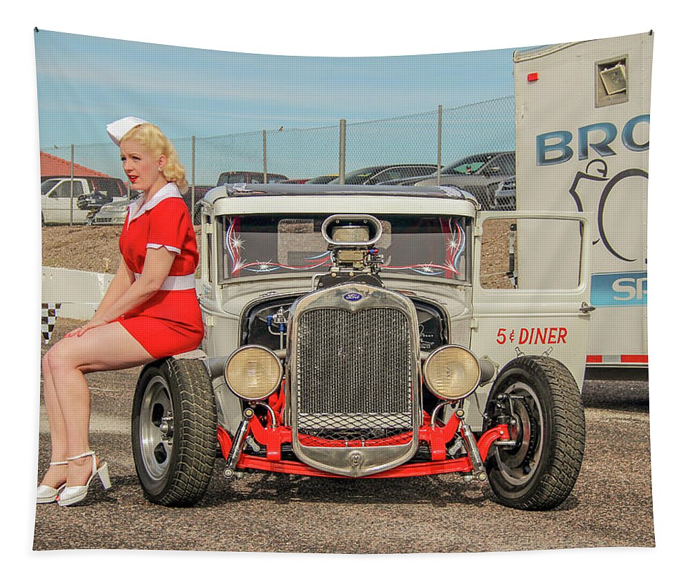 Pinup Tapestry featuring the photograph Ratrod pinup by Darrell Foster
