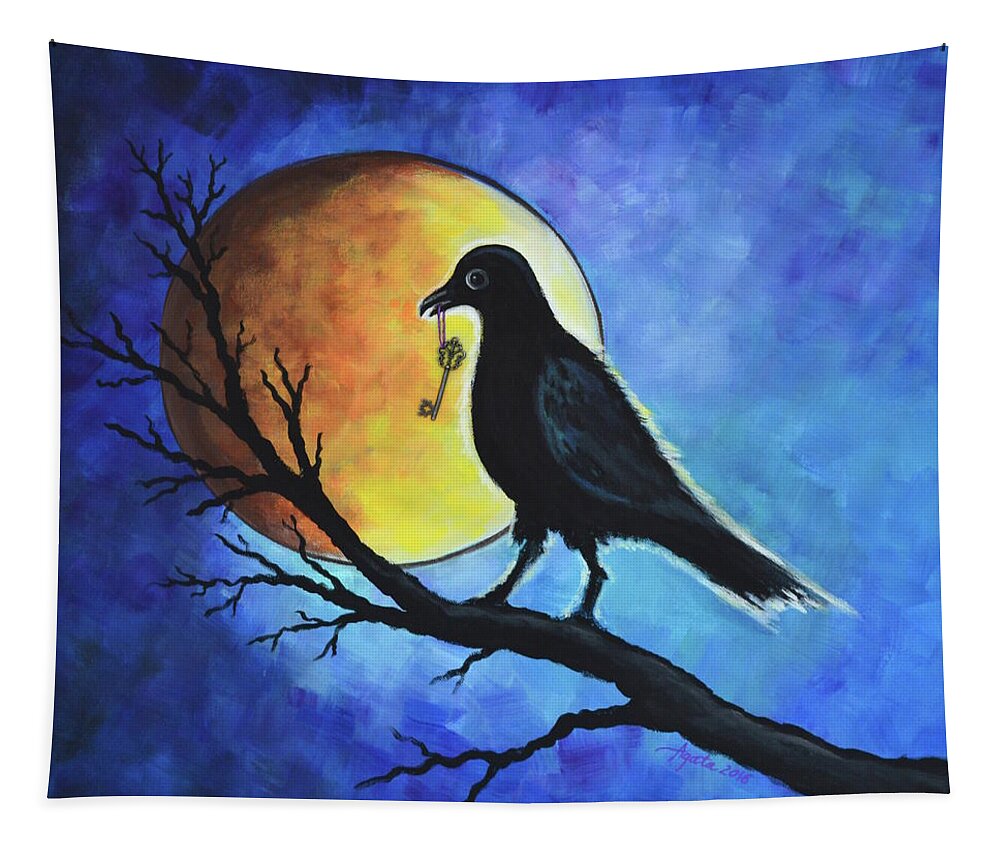 Raven Tapestry featuring the painting The Key by Agata Lindquist