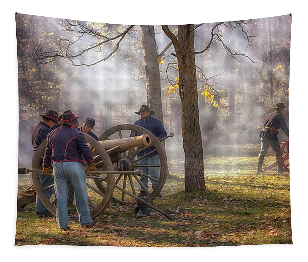 Civil War Tapestry featuring the photograph Ready the Cannons by Susan Rissi Tregoning