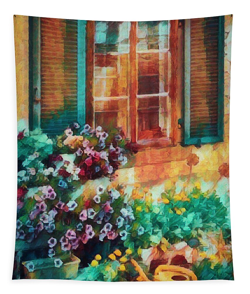 Appalachia Tapestry featuring the photograph Ready to Water the Garden Oil Painting by Debra and Dave Vanderlaan