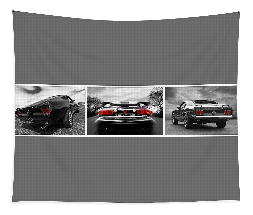 Classic Cars Tapestry featuring the photograph Rear Of The Year Triptych by Gill Billington