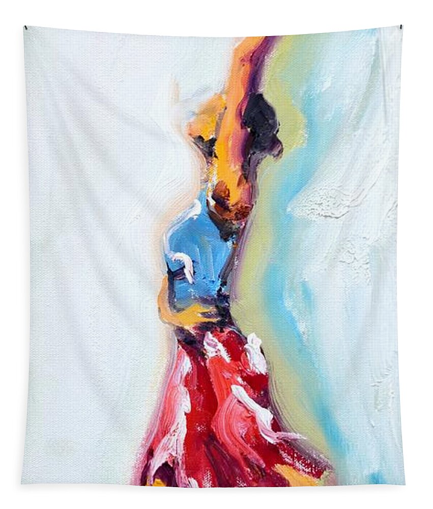 Dance Tapestry featuring the painting Rebekah's Dance Series 1 Pose 3 by Donna Tuten