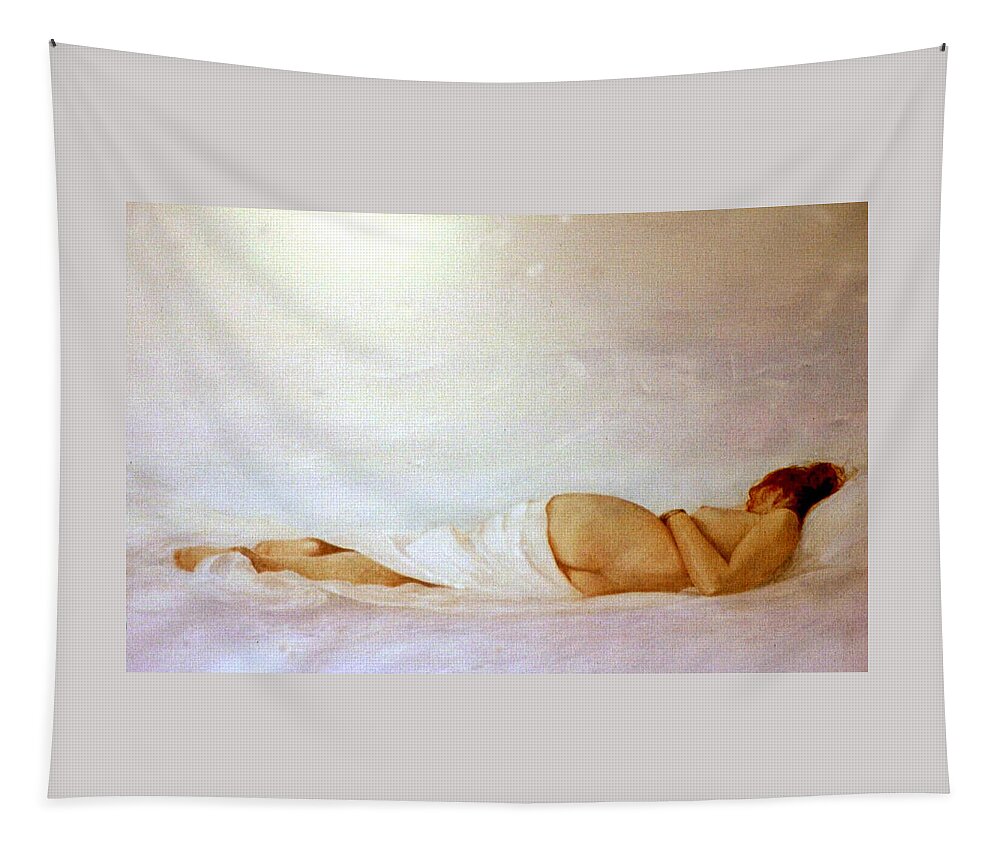 Reclining Nude Tapestry featuring the painting Reclining Nude 2 by David Ladmore