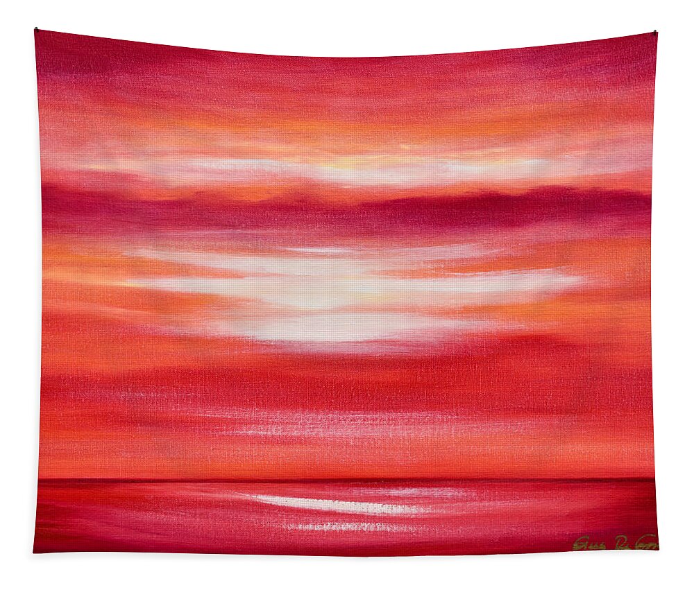 Art Tapestry featuring the painting Red Abstract Sunset by Gina De Gorna
