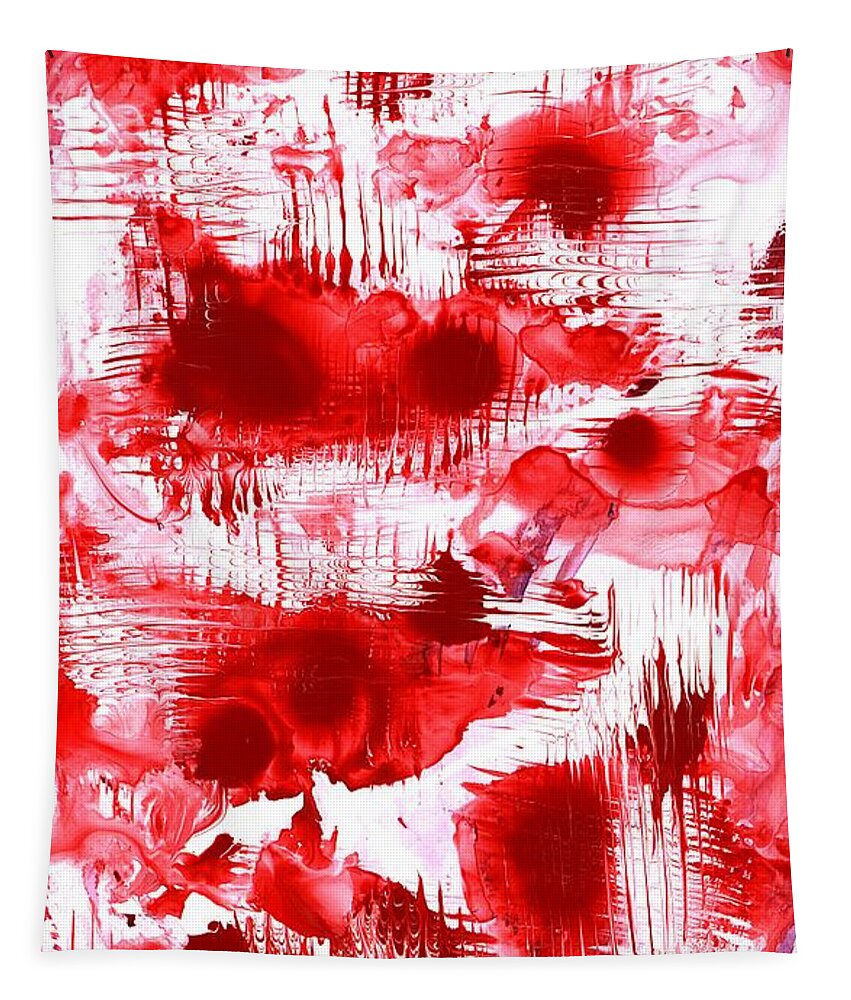 Abstract Tapestry featuring the painting Red and White by Anastasiya Malakhova