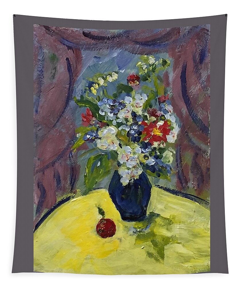 Still Life Tapestry featuring the painting Red Apple by Alida M Haslett