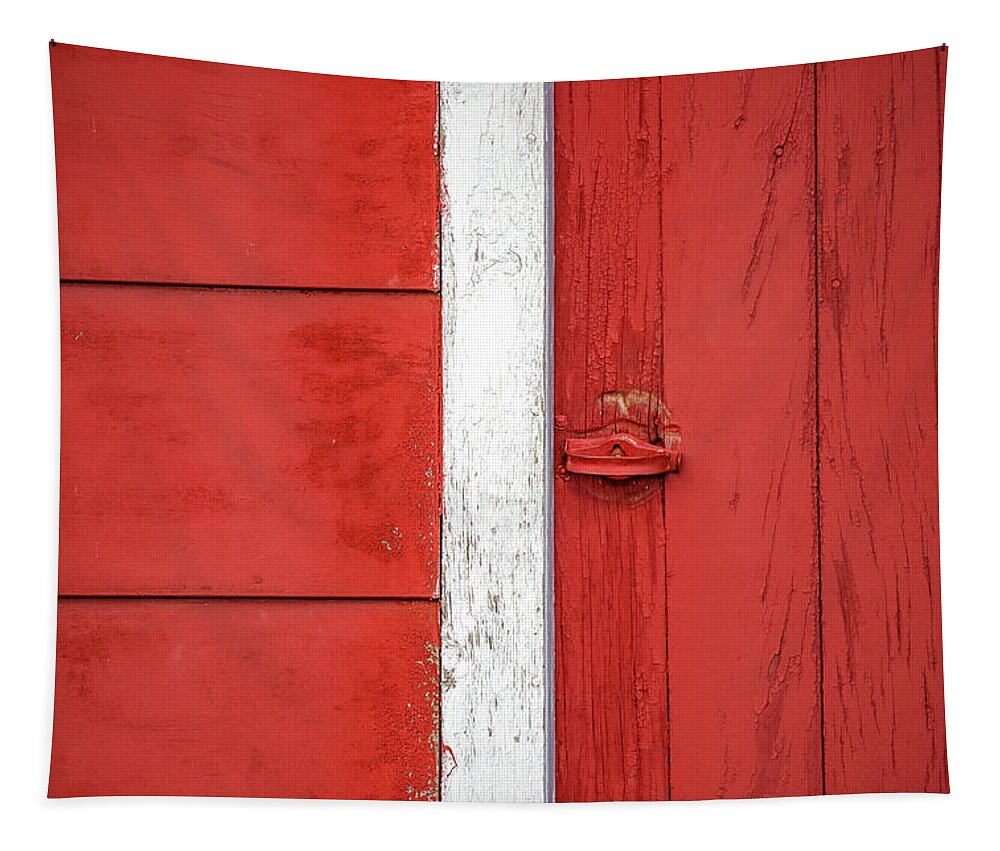 A Closeup Of The Converging Lines On The Side Of A Barn Near Circle Tapestry featuring the photograph Red Barn Boards by Todd Klassy
