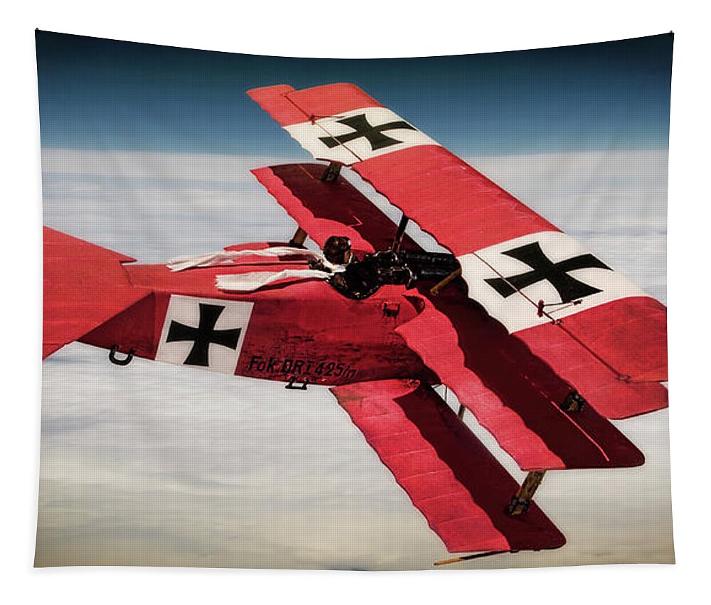 Red Baron Tapestry featuring the photograph Red Baron Panorama - Lord of the Skies - Lomo Version by Weston Westmoreland
