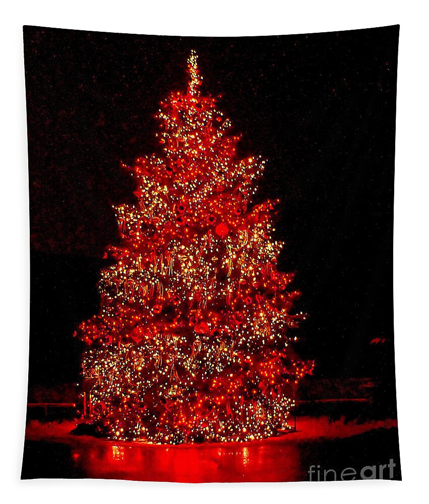 Christmas Tapestry featuring the photograph Red Christmas Tree by Nick Zelinsky Jr