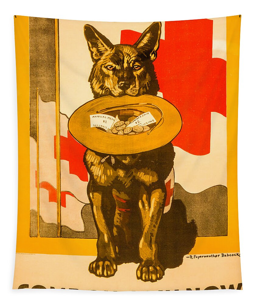 David Letts Tapestry featuring the photograph Red Cross Dog by David Letts