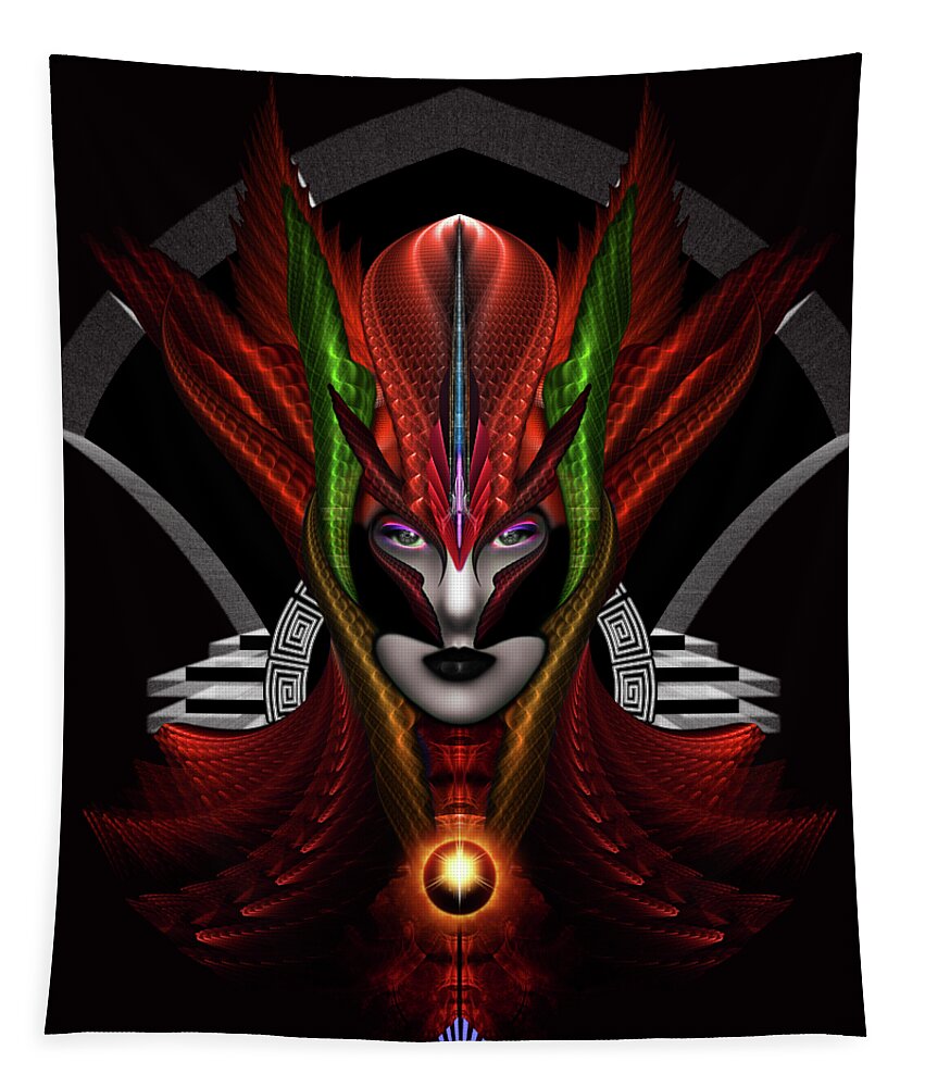Taidushan Tapestry featuring the digital art Red Dragon Taidushan Empress by Rolando Burbon