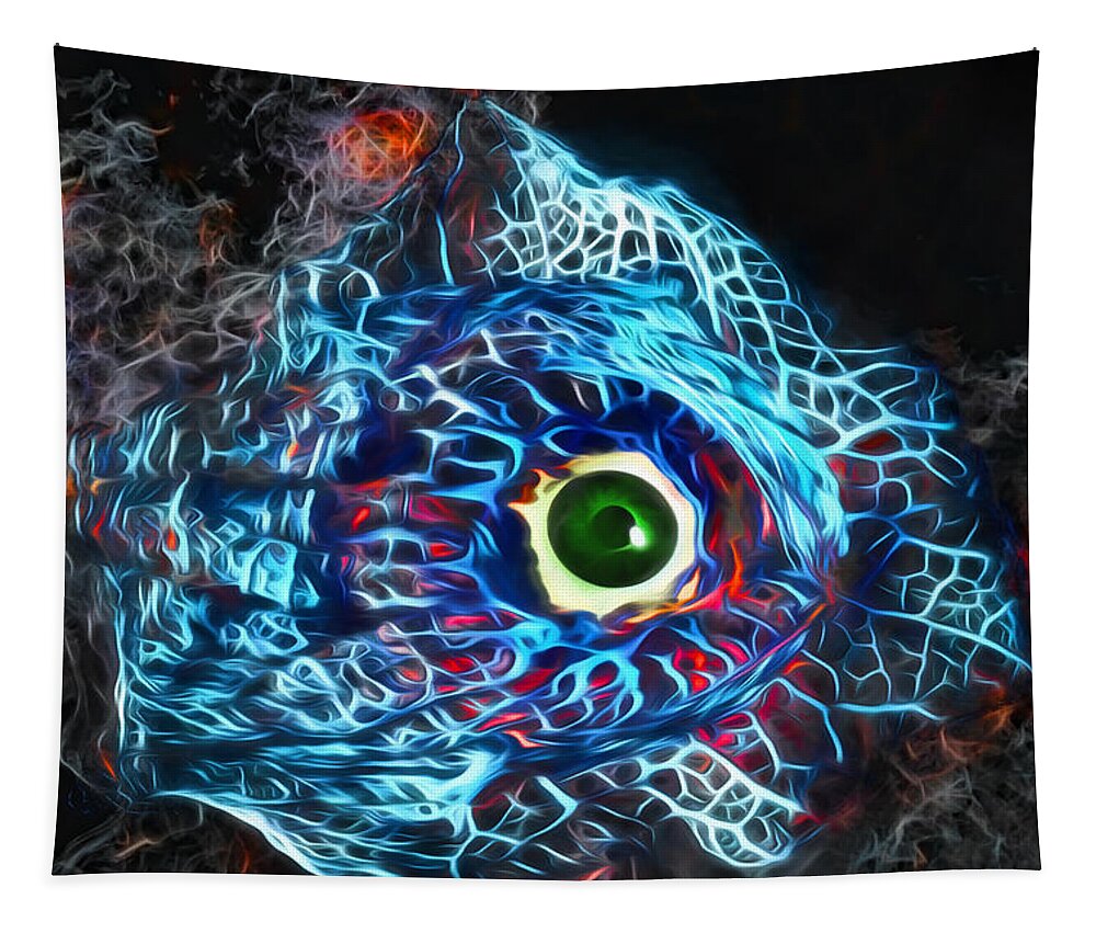 Abstract Tapestry featuring the digital art Red Fish Blue Fish by John Haldane