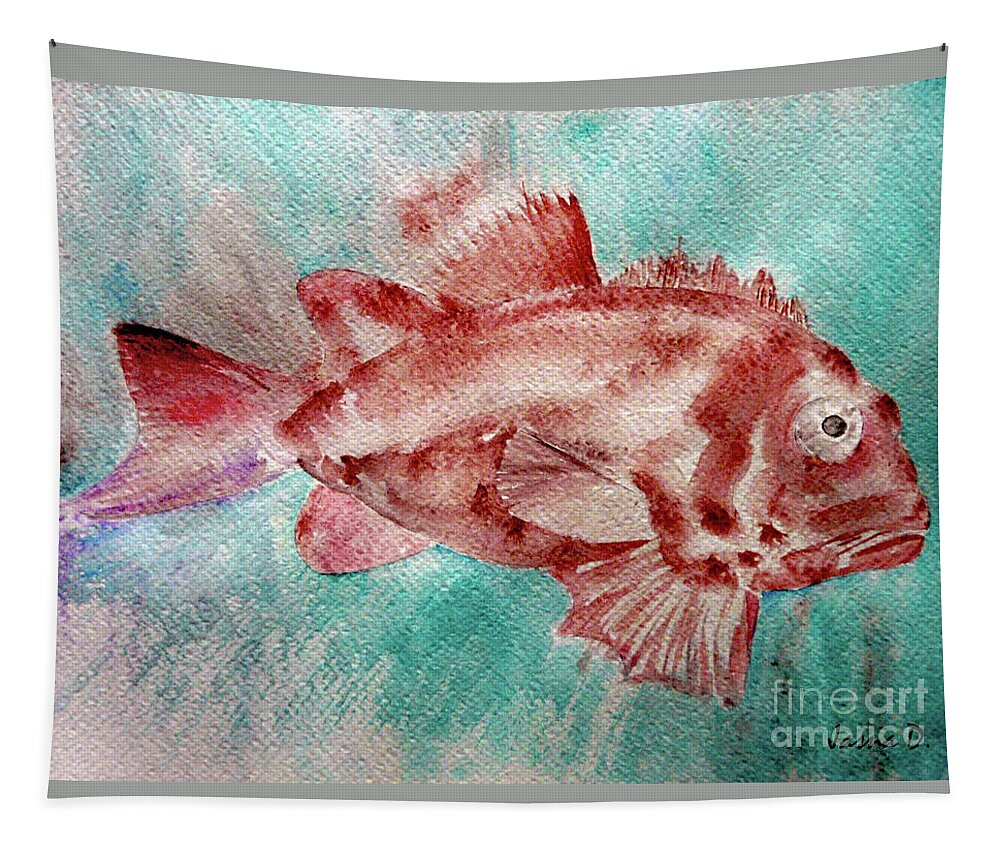 Fish Tapestry featuring the painting Red fish by Jasna Dragun
