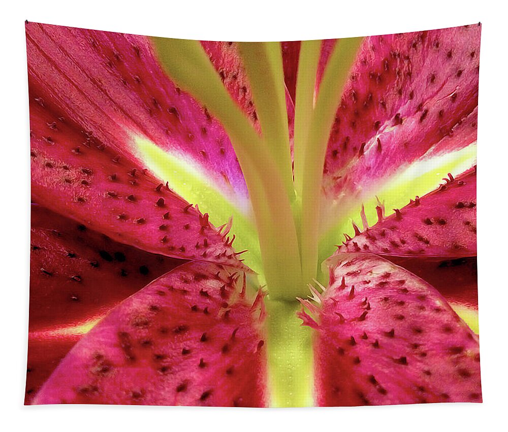 Nature Tapestry featuring the photograph Red Lily Closeup by Linda Carruth