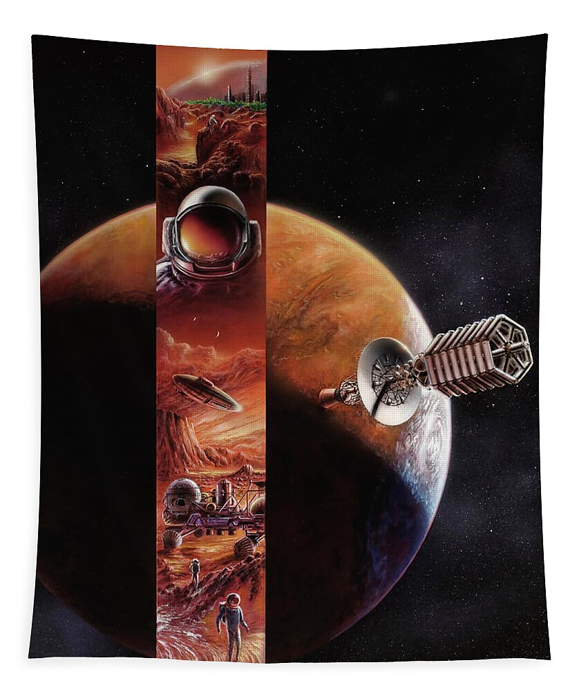 Space Tapestry featuring the painting Red Mars Cover Painting by Don Dixon