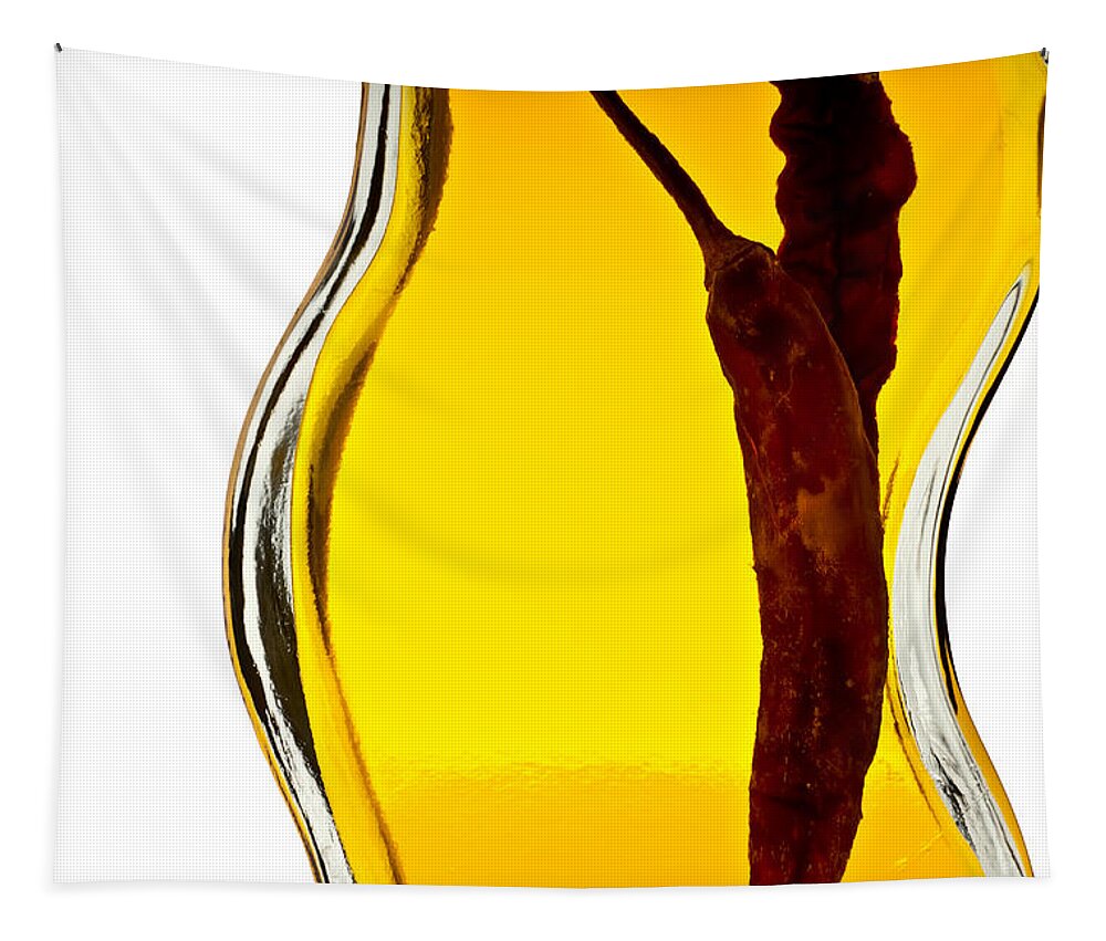 Red Pepper Tapestry featuring the photograph Red Pepper in Olive Oil by Onyonet Photo studios