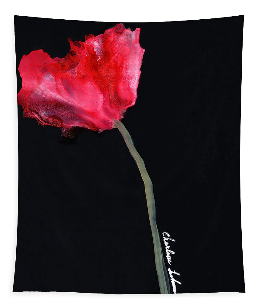 Red Poppy Tapestry featuring the painting Red Poppy by Charlene Fuhrman-Schulz