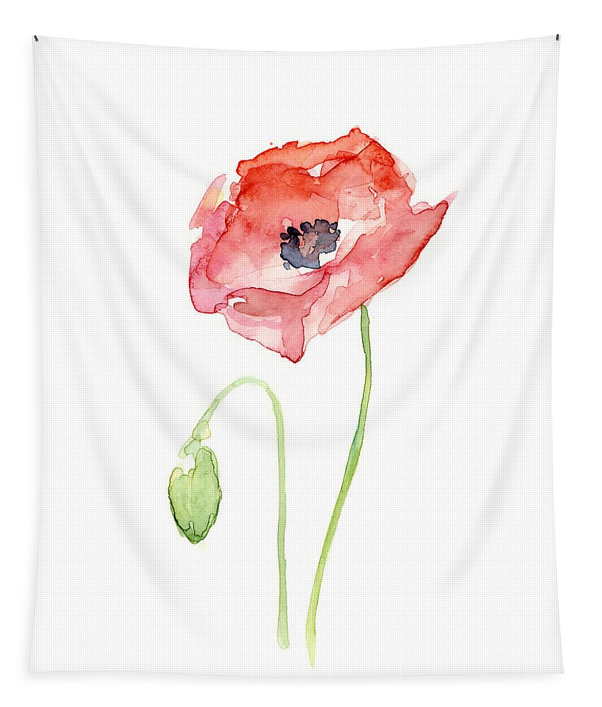 Poppy Tapestry featuring the painting Red Poppy by Olga Shvartsur