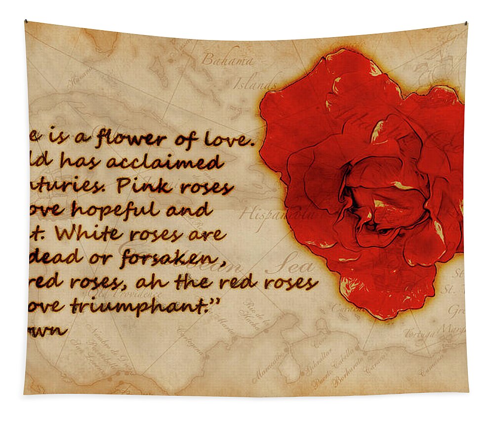 Rose Tapestry featuring the digital art Red Rose Significance by Jason Fink