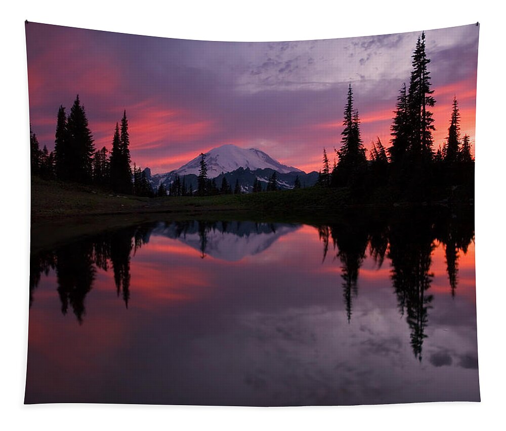 Rainier Tapestry featuring the photograph Red Sky at Night by Michael Dawson
