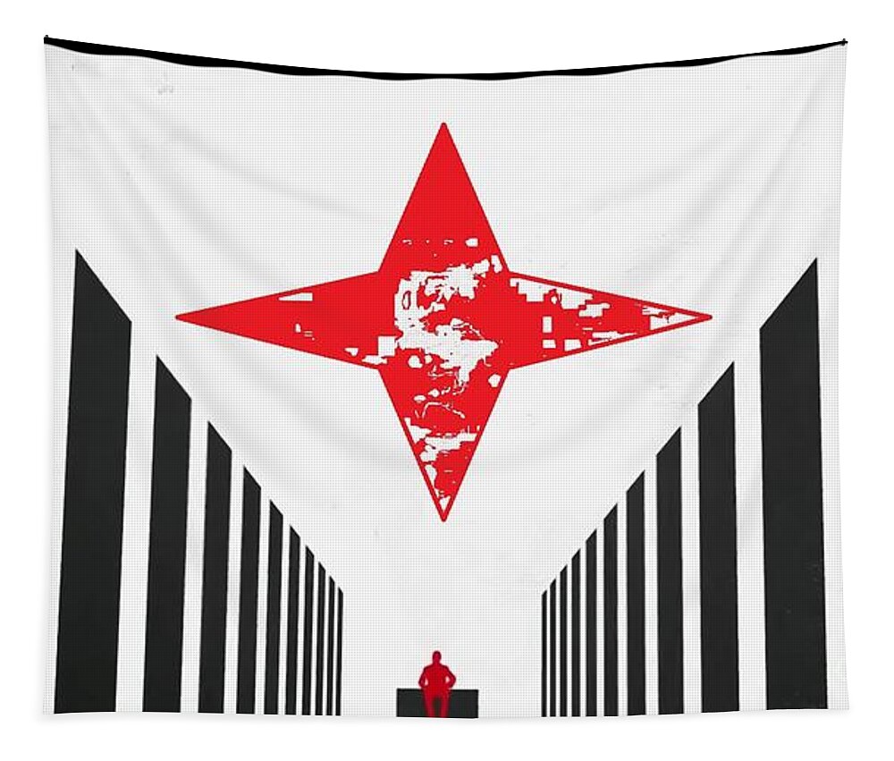 Red Star Tapestry featuring the painting Red Star by Archangelus Gallery