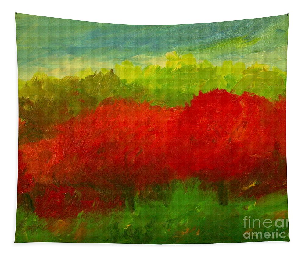 Cherries Tapestry featuring the painting Red Sweet Cherry Trees by Julie Lueders 