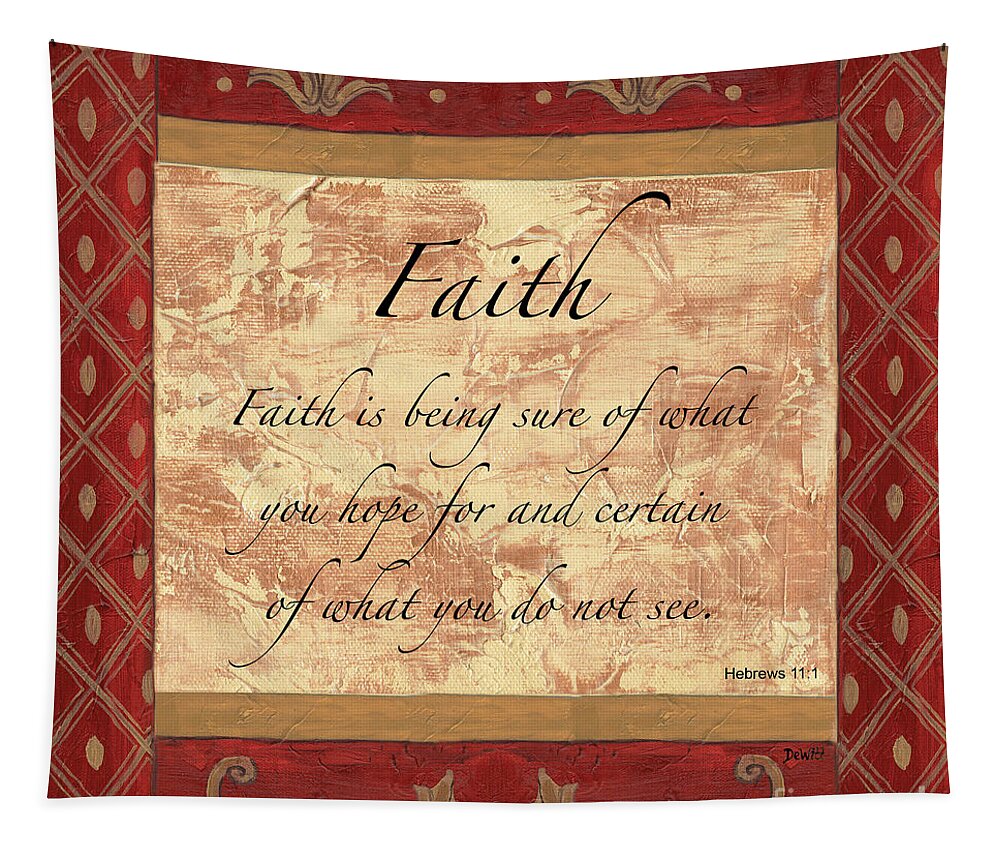 Faith Tapestry featuring the painting Red Traditional Faith by Debbie DeWitt