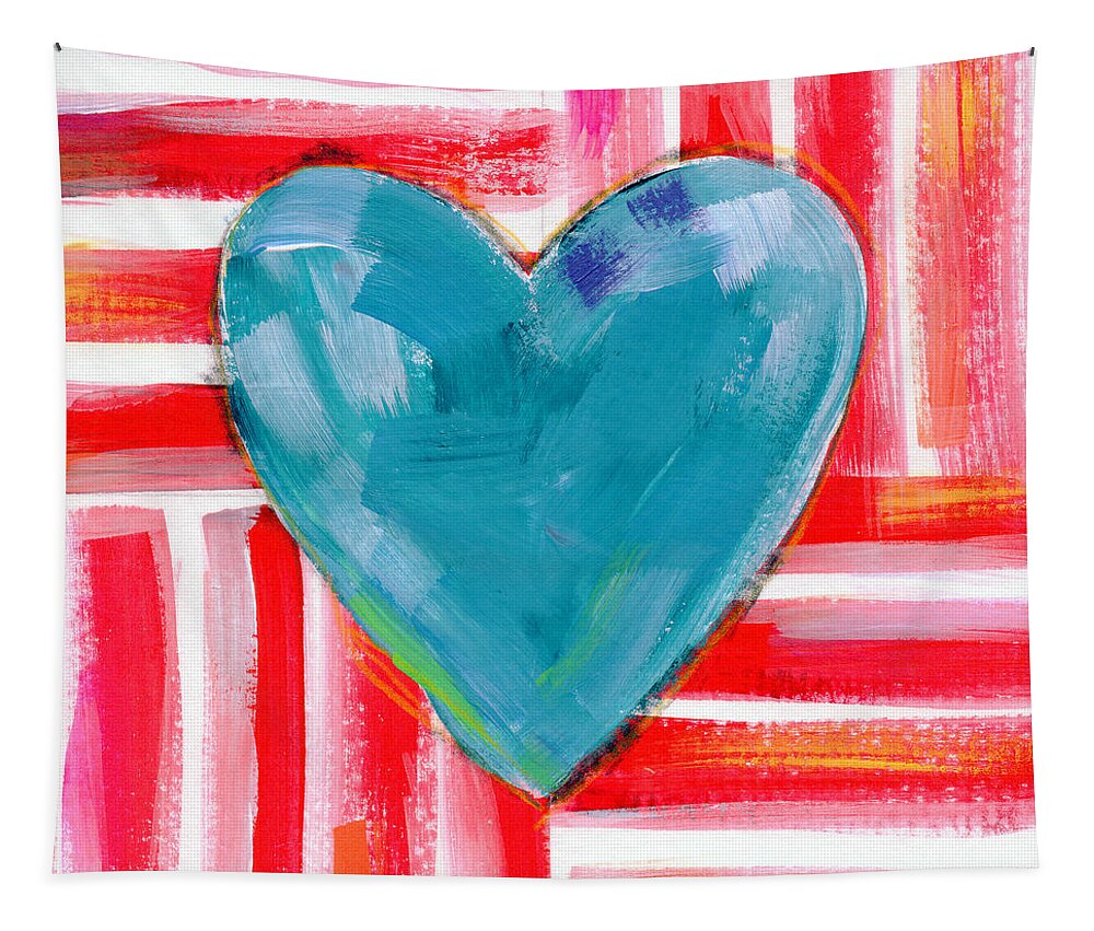 Heart Tapestry featuring the painting Red White and Blue Love- Art by Linda Woods by Linda Woods