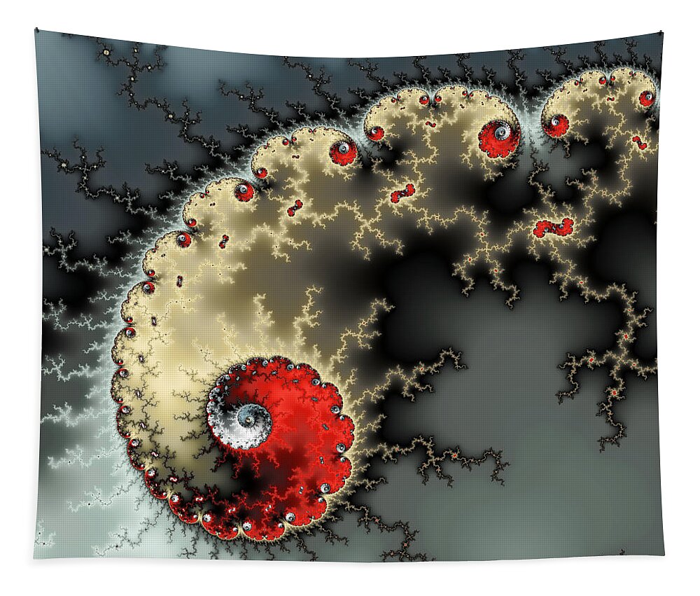 Fractal Tapestry featuring the photograph Red yellow grey and black - amazing mandelbrot fractal by Matthias Hauser