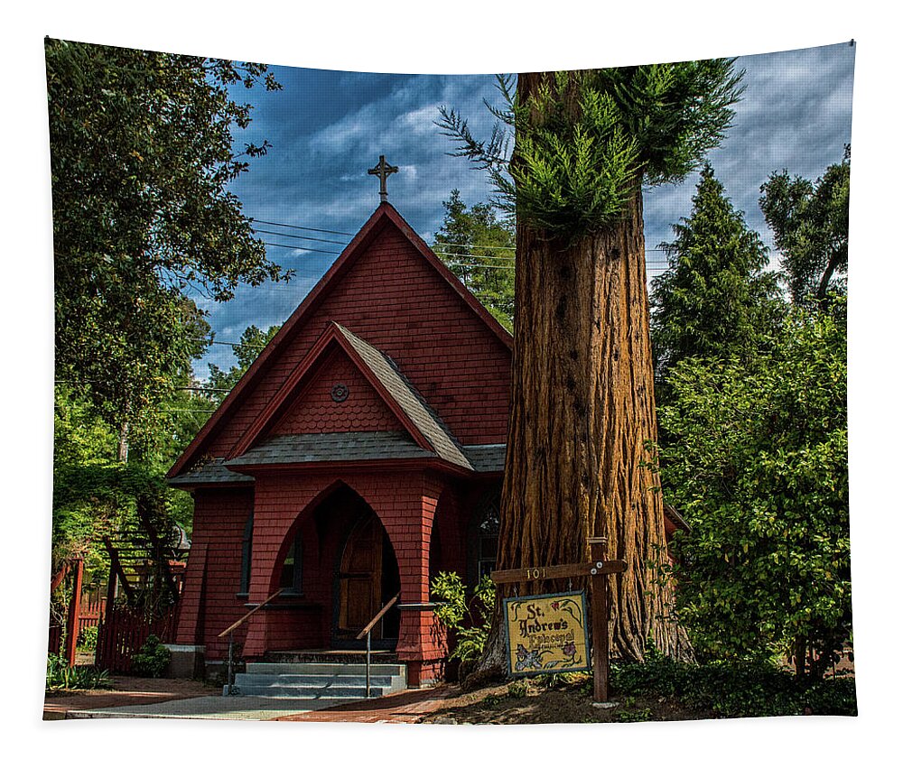 Church Tapestry featuring the photograph Redwood Church by Bill Posner